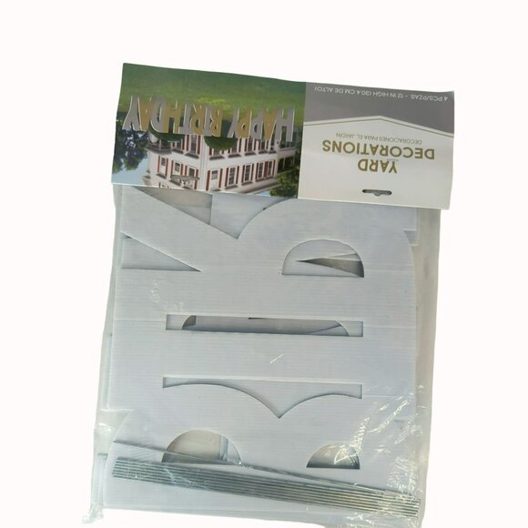 Metallic Gold & Silver Happy Birthday Yard Sign Kit 12-inches High - Picture 3 of 4